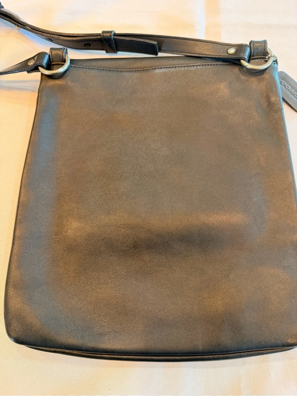 Vintage Coach Chelsea Black Messenger Slim Large Crossbody Bag No 9458